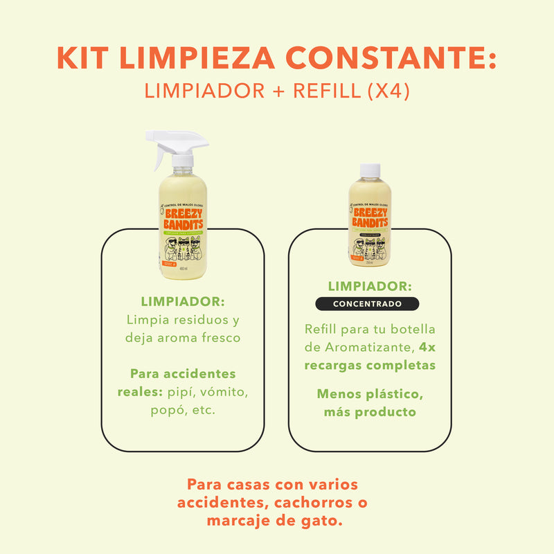 Kit Limpieza Constante: Limpiador + Refill (x4)